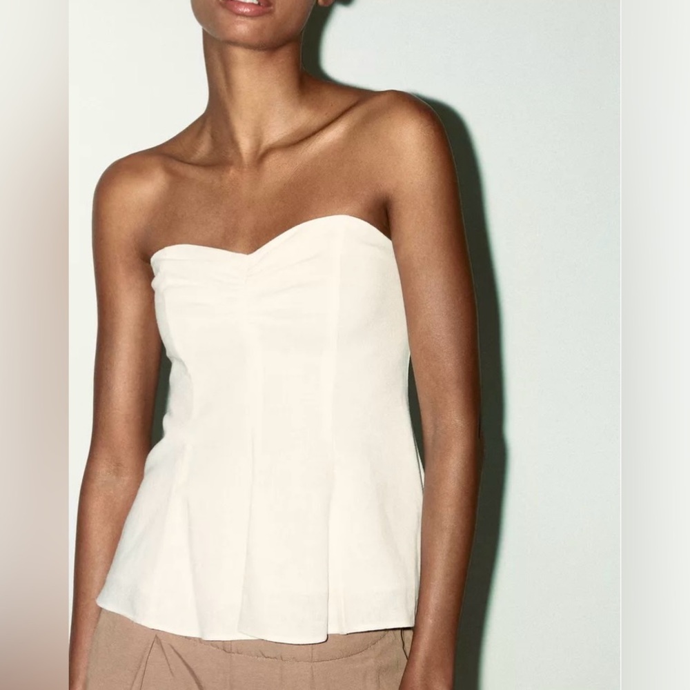 ZARA…. Strapless Linen Top - Picture 3 of 9